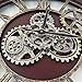 The B-Style Large Wall Clock 24 inch Moving Gear Wall Clock Oversized Vintage Farmhouse Wall Clocks for Living Room Decor Rustic Industrial Wood Clock (Cherry red and Bronze)