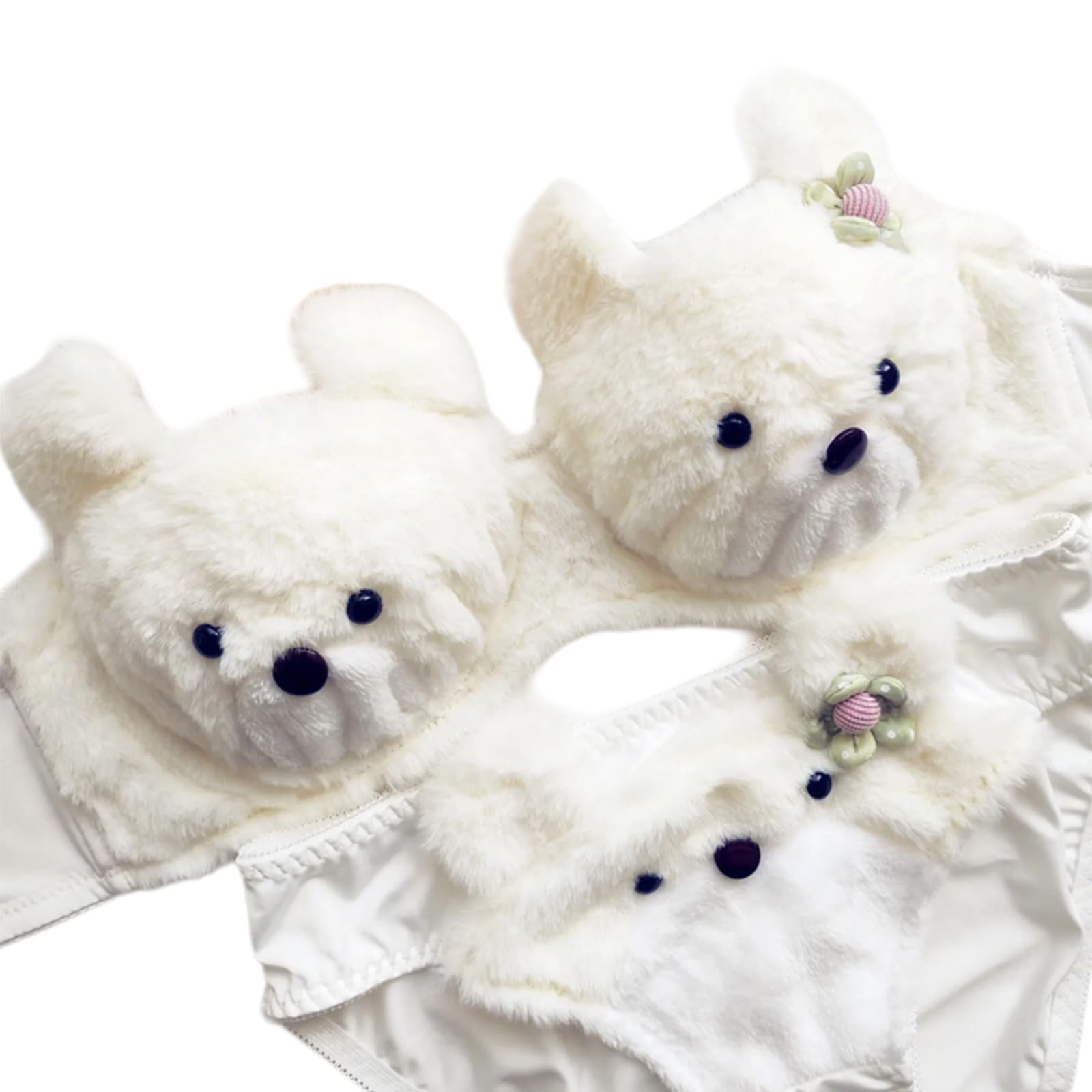 Fazvncv Women Lovely Plush Bra Panty Set Funny Bear Bra Panties Set Cartoon Plush Underwear Soft Student Girls Lingerie Set