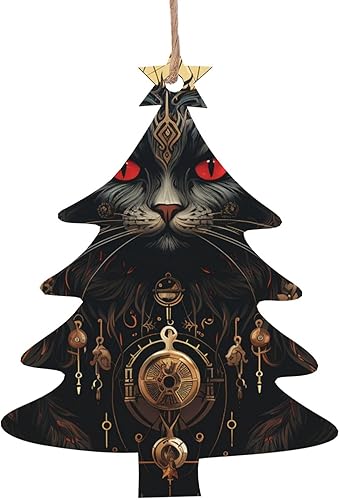 Ouija de gato negro oculto, misterioso, adornos dorados para árbol de Navidad, decoración del hogar, 6 unidades