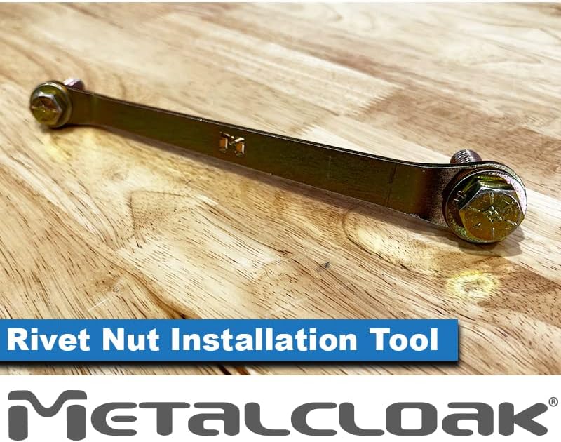 Metalcloak Rivet Nut Installation Tool [3/8" & 1/2"], Convenient Handle, Added Stability, Gold Zinc Finish, Made in The USA