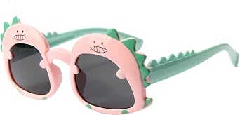 Dinosaur Cartoon Toddler Sunglasses for Kids Aged 2-6, UV400 Protection, Secure Fit for Outdoor Play