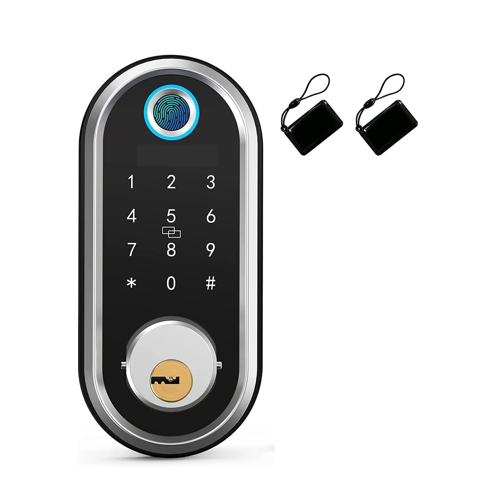CVFRDD Smart Door Knob, Smart Door Lock Biometric Fingerprint Locks Electronic Keyless Entry Front Digit Keypad For Home Office Safe Keyless Entry Door Handle(Silver)