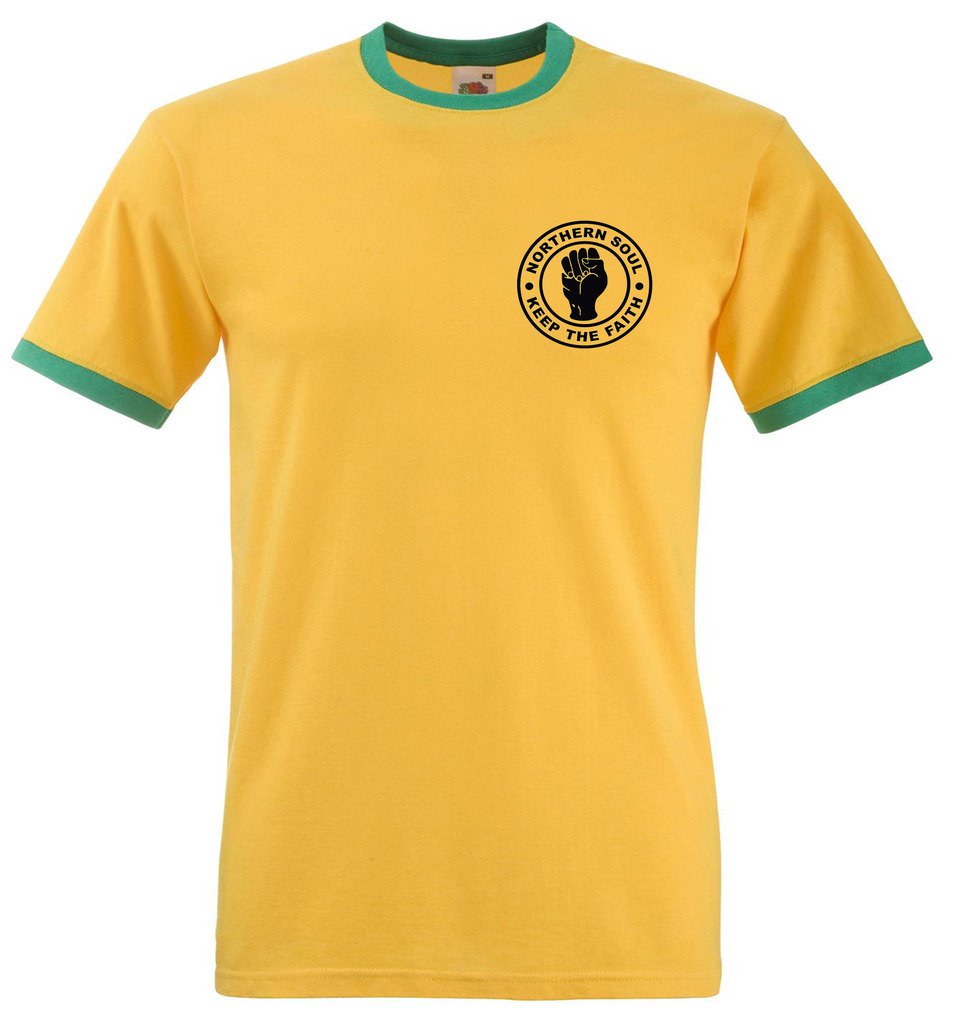 zappatee Northern Soul - Keep The Faith T Shirt Yellow XL