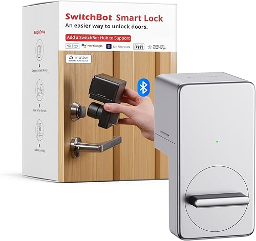 SwitchBot Cerradura inteligente, cerrojo electrónico Bluetooth, cerradura de puerta de entrada sin llave para puerta delantera, compatible con