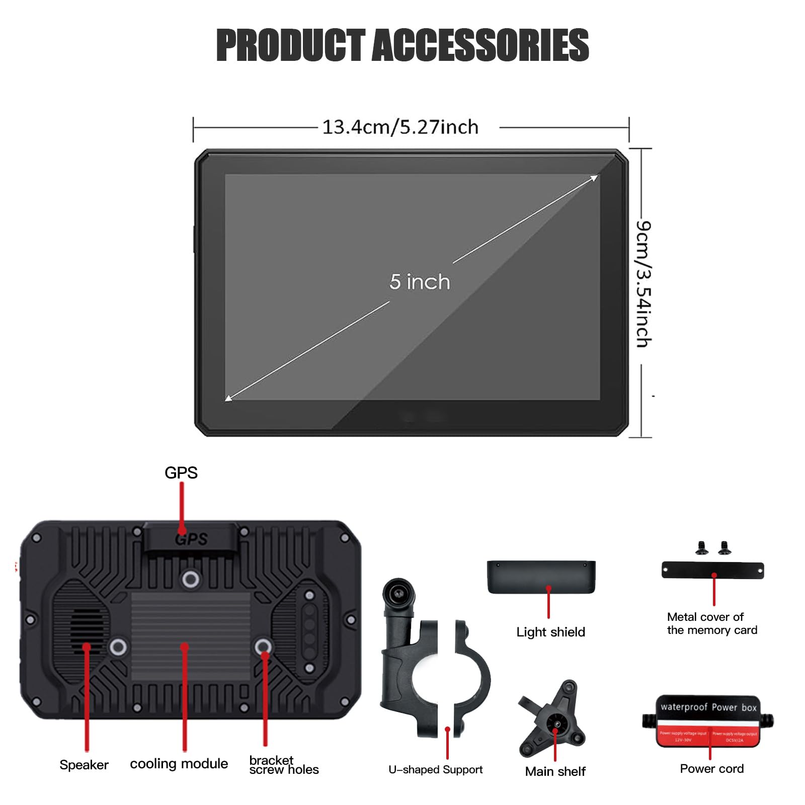 Moto Touch Screen CarPlay 5 Pollici GPS Portatile Wireless CarPlay Android Auto IPx7 Impermeabile Antifurto Siri Google Assistant