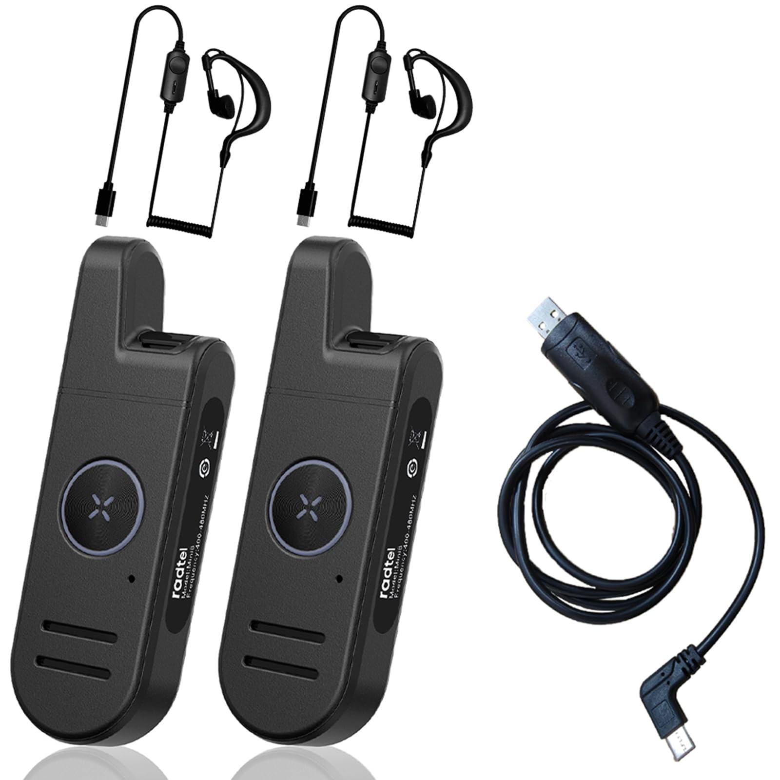Radtel RT13 Super Mini Walkie Talkie, ricaricabile, con funzione VOX vivavoce e PMR, radio ricetrasmittente professionale per ristoranti, parrucchieri e hotel (confezione da 2 + auricolari + cavo di p