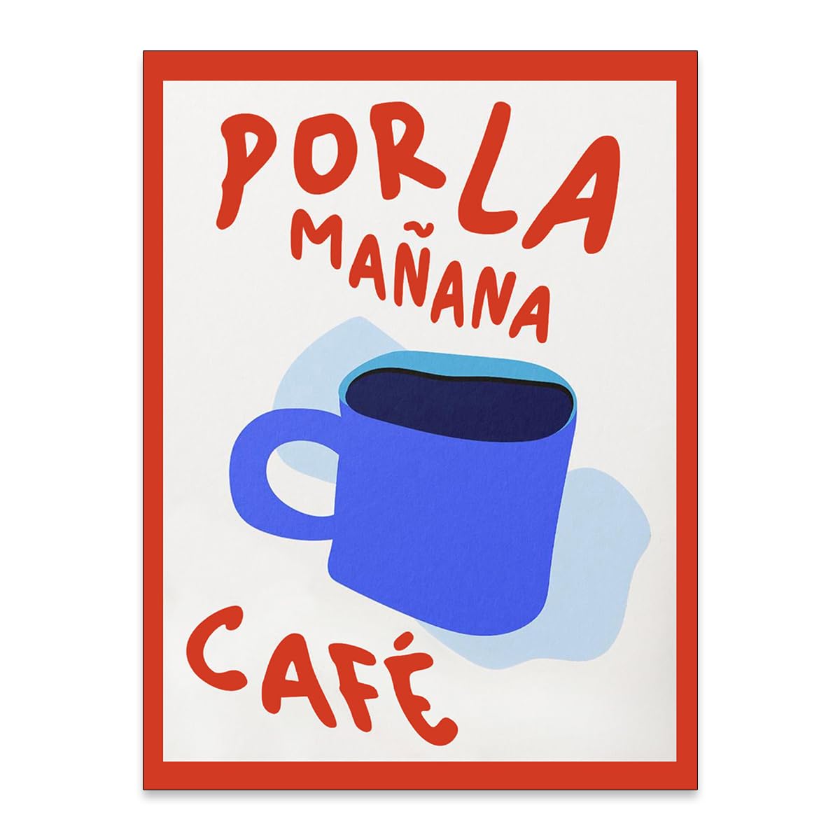 Kitchen Wall Art Por La Mañana Cafe Print Vintage Coffee Artwork Pictures Posters for Home Dining Room Living Room Office Apartment Decor 8x10in Unframed