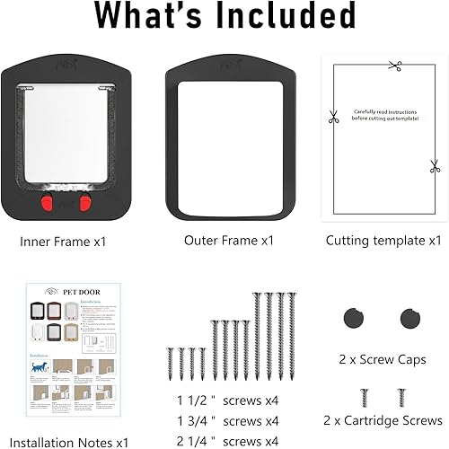 Miniatura 5 de ALUMANI Puerta de gato para puerta interior y puerta exterior, bloqueo de 4 vías con solapa magnética, puerta de gato activada por collar, 2