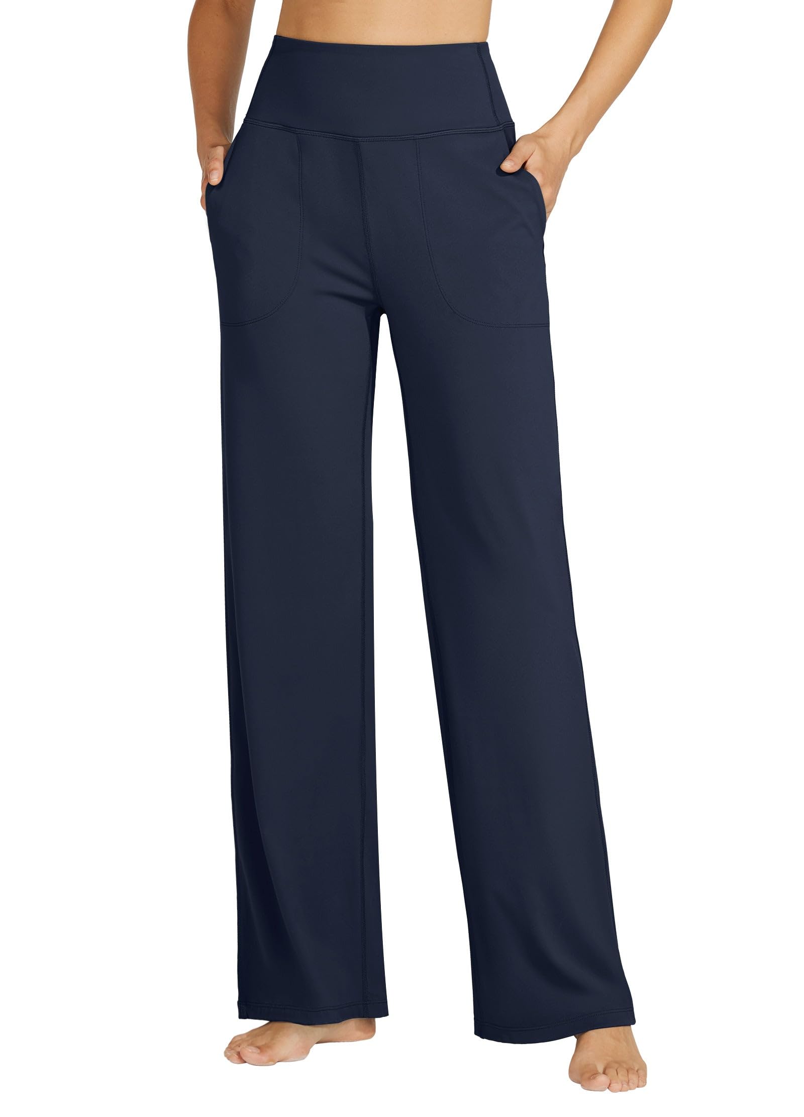 Willit Women's Wide Leg Yoga Pants with Pockets Stretch Loose High Waist Comfy Soft Casual Lounge Sweatpants 28"/30"