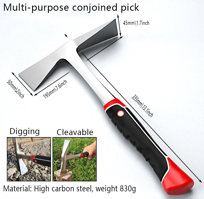 Forged brick hammer, bricklayer hammer -31 ounce forged steel structure shock-absorbing handle for brick and stone, chopping wood, digging soil tools