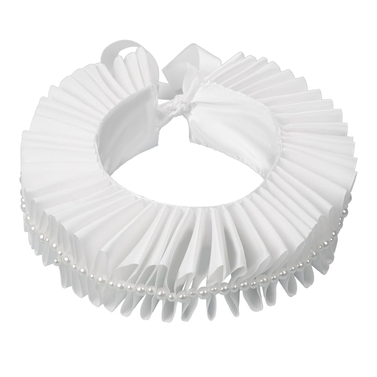 Renaissance Elizabethan Ruffle Collar Vintage Victorian Ruffled Fake Collar Neck Ruff Retro Decorative Clown Choker Wrap Scarf Halloween Cosplay Fancy Dress Costume Accessories Photography Props