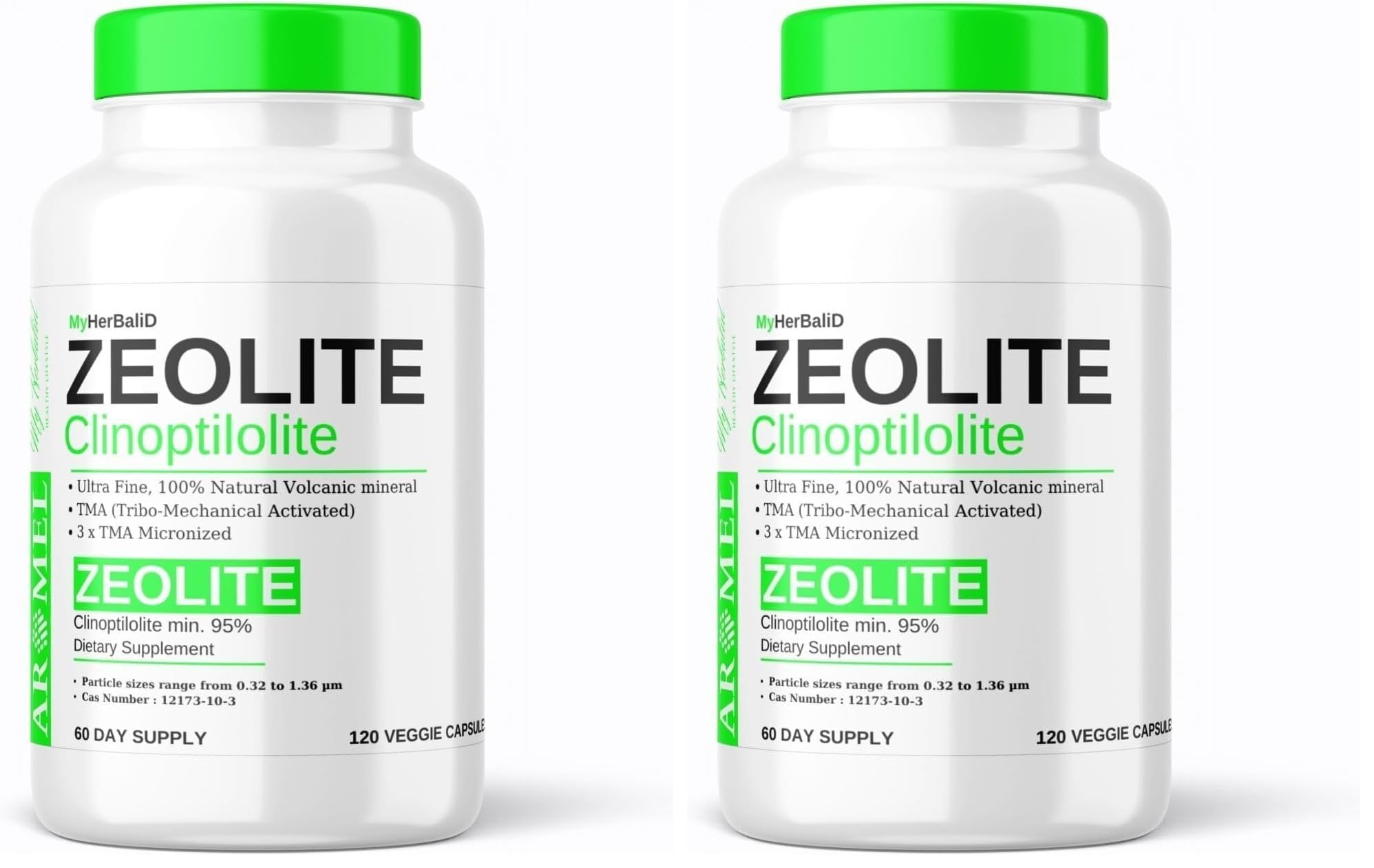 Aromel Zeolit Tozu Kapsül 120 Adet 1 Mikron Ultra Fine Mha Zeolit, Tma Zeolit Tribo-Mechanical Activated (2 paketi)