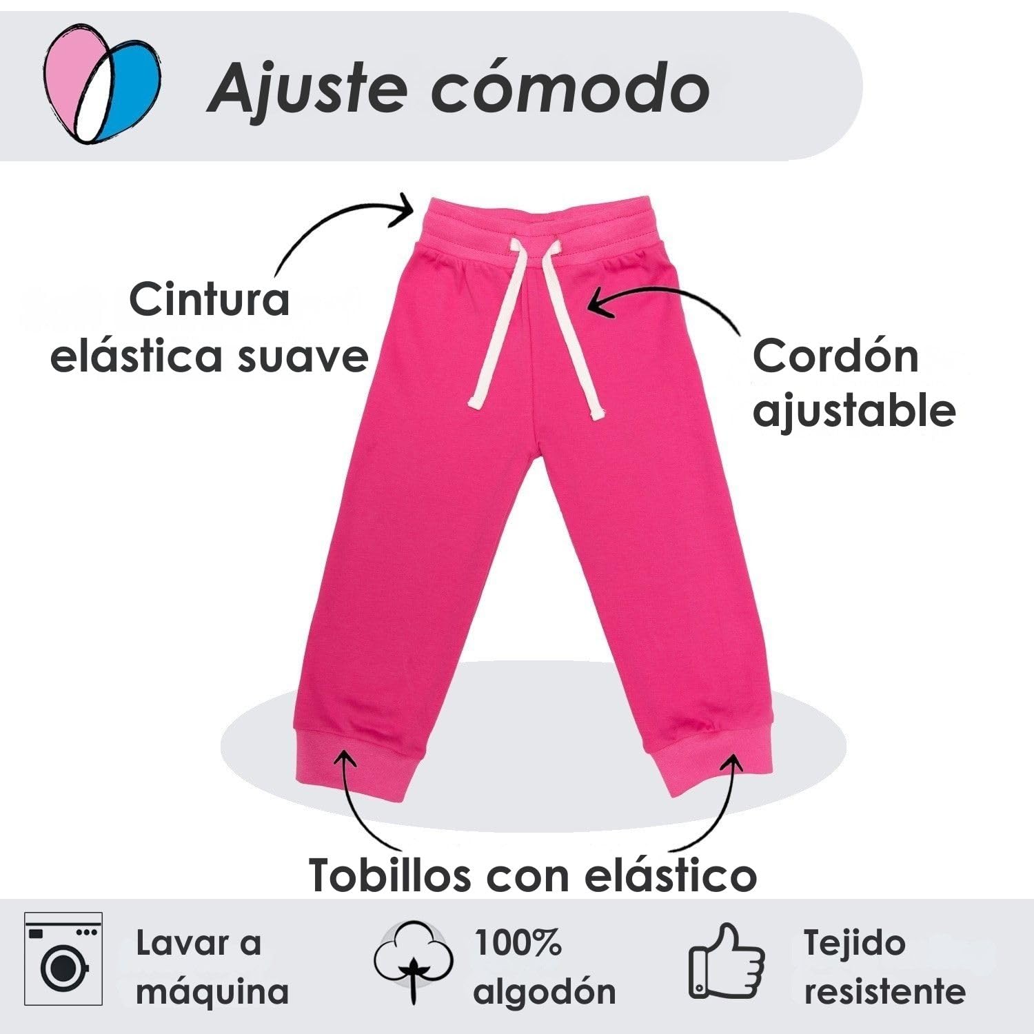 Lovjoy Pantalones Jogger bebés niñas/Pantalones Informales / 100% algodón, Suaves y cómodos