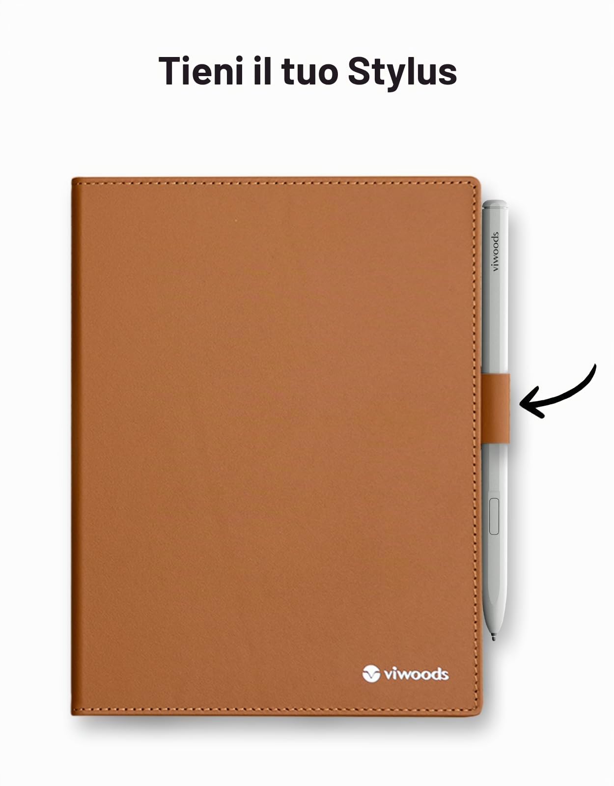 Custodia in Pelle Genuina VIWOODS per Tablet AiPaper Mini E Ink – Custodia Premium con Porta Penna, Slot per Punte di Ricambio, Chiusura Magnetica e Cuciture Rinforzate