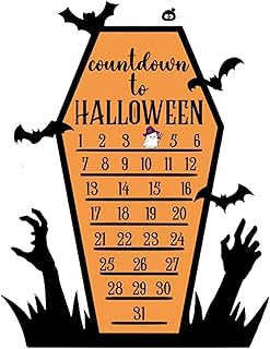 Halloween Coffin Modeling Calendar, DIY Wooden Calendar Pumpkin Halloween Decor Moving Wooden Block Coffin Calendar, Halloween Coffin Countdown Calendars