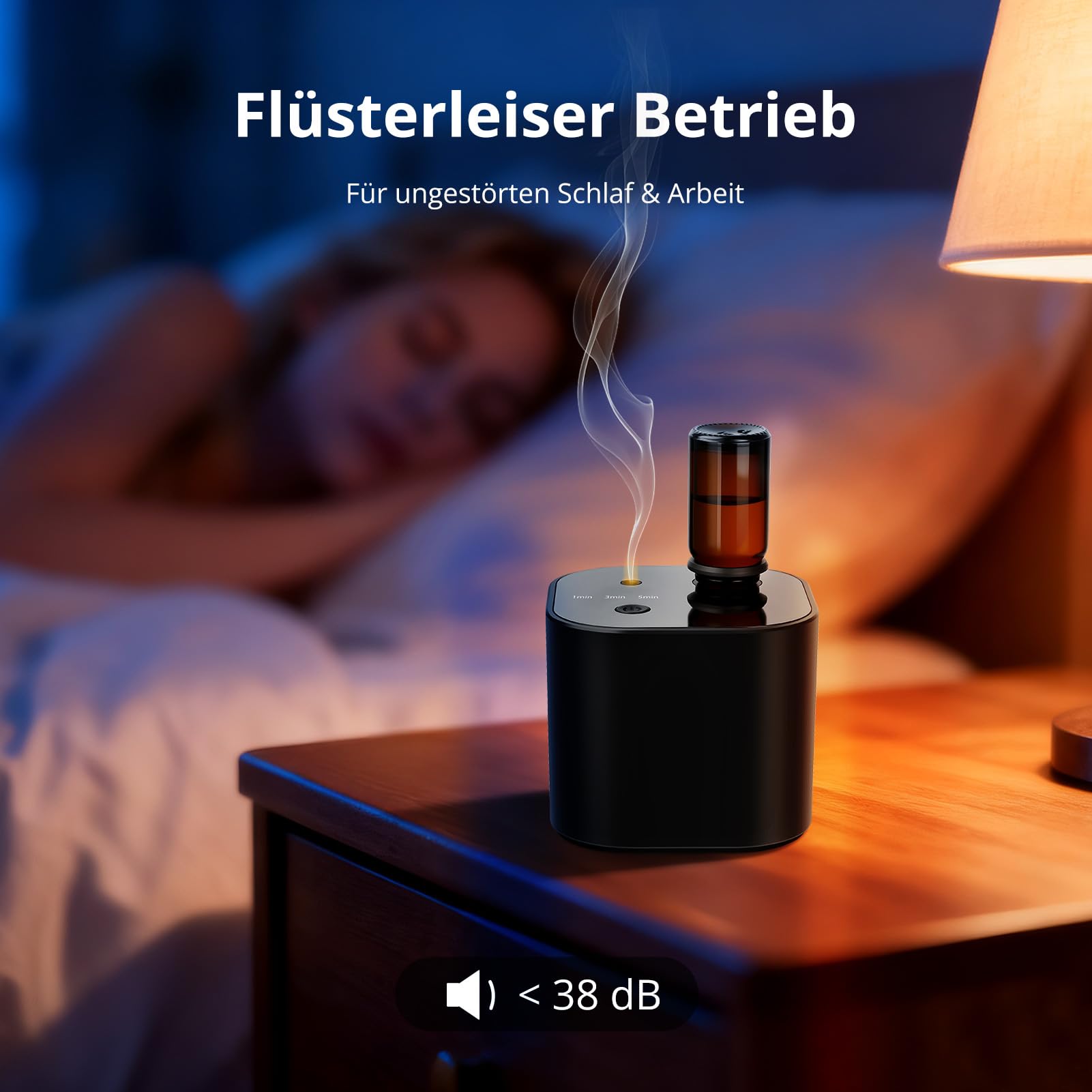 Diffuseur d'huiles essentielles sans fil - Diffuseur d'aromathérapie avec 10 ml d'huile de thé blanc et 3 modes de pulvérisation, air froid ultrasonique silencieux, batterie 2000 mAh et USB-C pour la