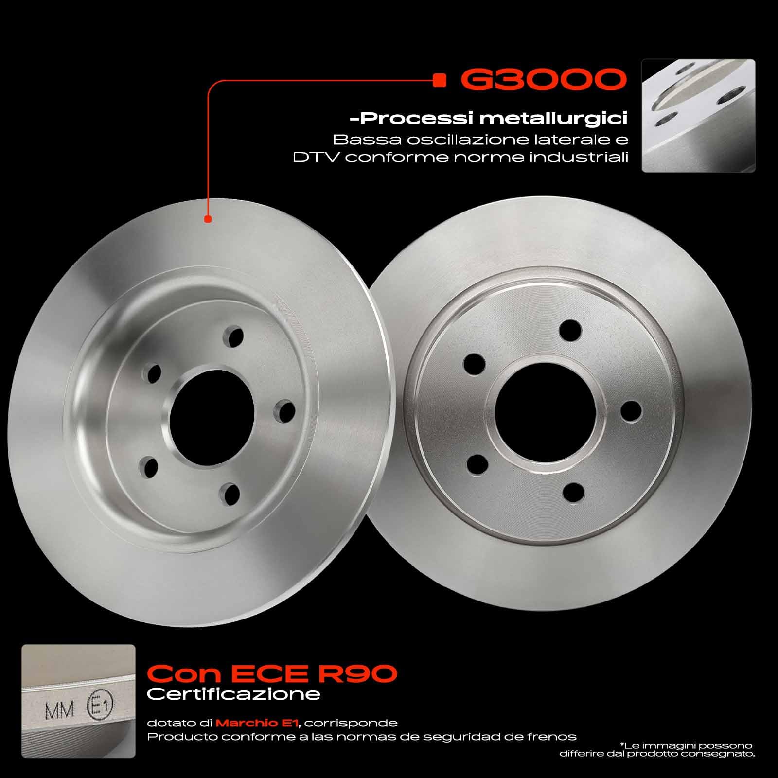 Frankberg Set freni incl. 2x Dischi Freno + 4x Pastiglie dei Freni Posteriore Compatibile con K.u.g.a II DM2 C-Max II DXA/CB7 DXA/CEU Tourneo Transit Replace# 1829615
