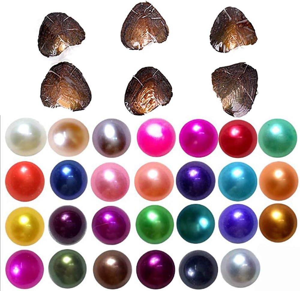 2018-Freshwater Cultured Love Wish Pearl Oyster with Round Pearl Inside 20 Colors (Random Color 20 PCS 7-8mm)