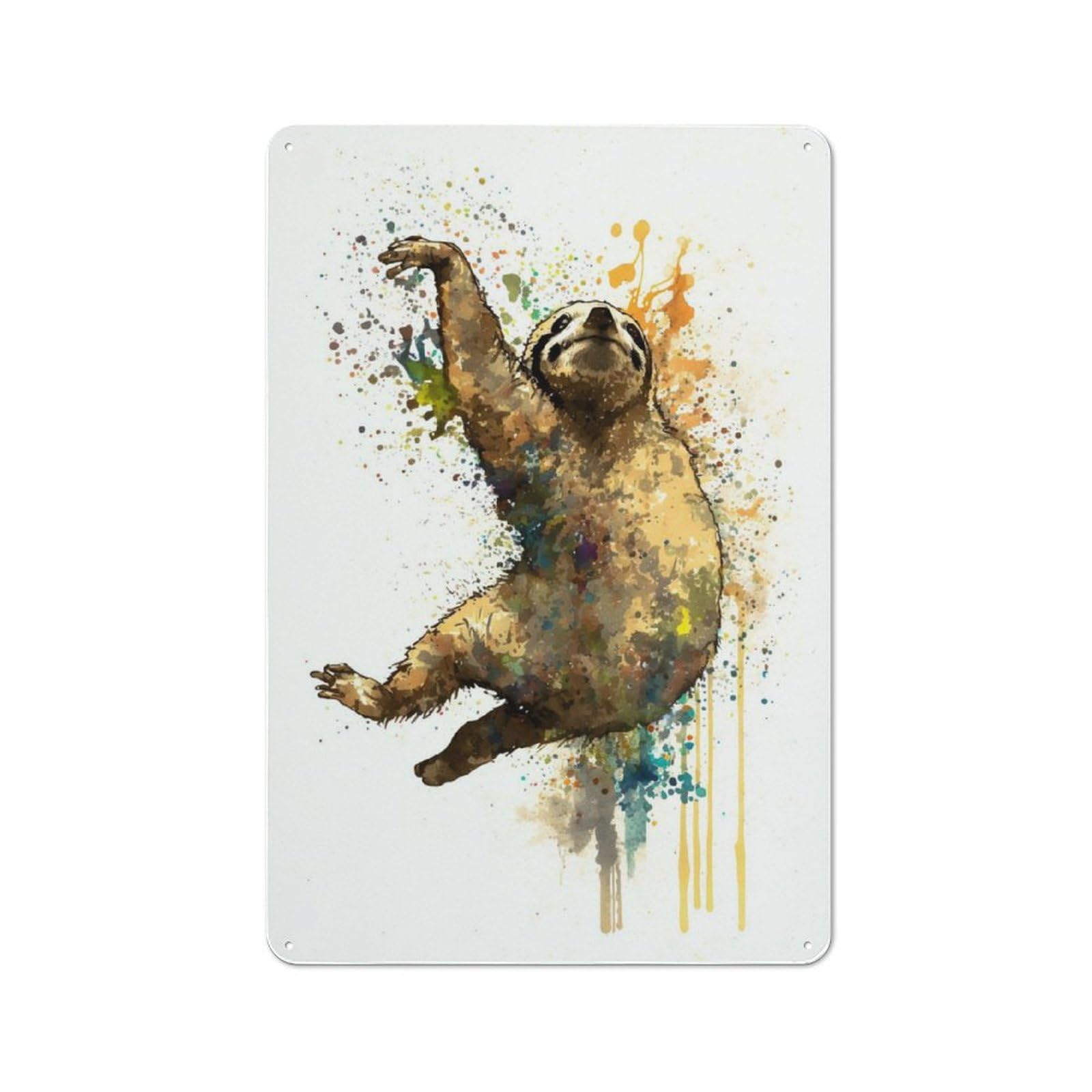Junmoney Jump Sloth Rustic Metal Wall Sign 30X20cm For Hobby Room Or Studio, For Vintage Wall Decor Fans, For Themed Room Decoration