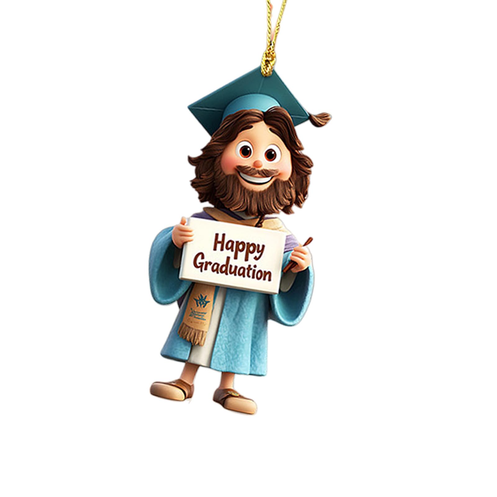 Jazuaiao Graduation Holy Father Figurine 2D Flat Acrylic Hanging Pendants Ornament for Decors Keychain Graduate Grads High School