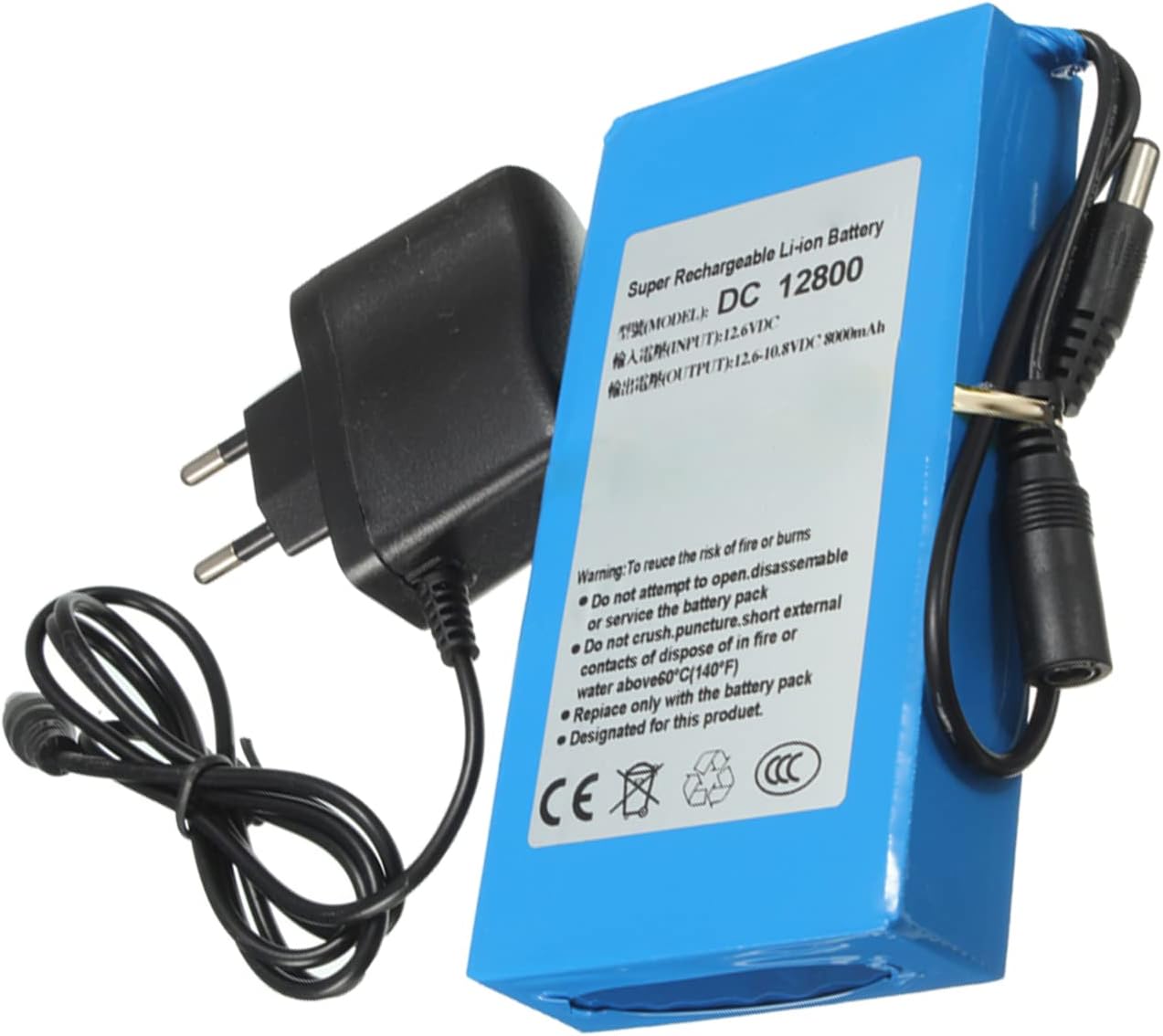 Li-Polymer Ion Battery DC12V 8Ah Rechargeable Lithium-ion Polymer Battery Pack Fit for Cameras Power Tools Electric Toys LED Strips with Charger + Switch Button