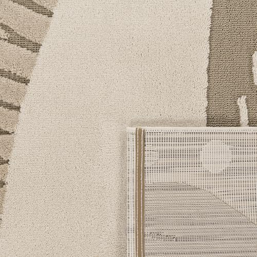 Miniatura 4 de Paco Home Moqueta Habitación Infantil Alfombra De Juego Efecto High-Low Motivo León Suave Tacto Fácil Cuidado Moderna Minimalista Beige Crema Carbón, Tamaño:80x150 Cm