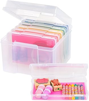 IRIS USA Photo Storage Box |Made in USA| 6 Cases - Clear | Fits 4" x 6" Pictures / Organizing Containers for Tasks, Stickers, Ephemera & Flashcards