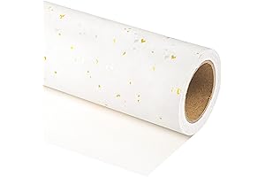Cream Colored Wrapping Paper Roll: Ivory Gold Foil Design with Silky Touch