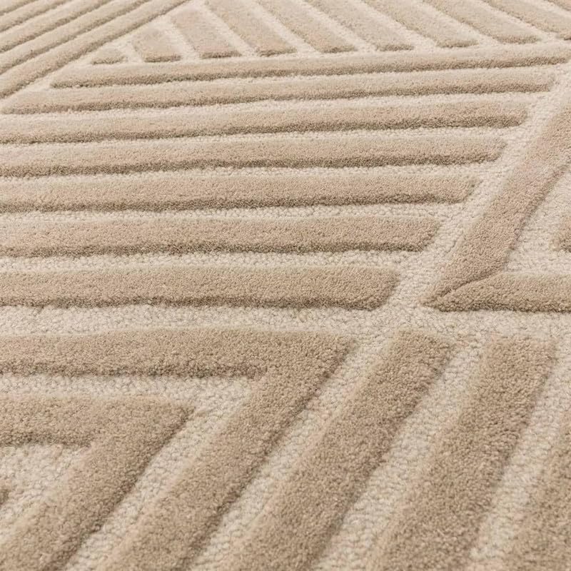 Image of Hand Tufted Modern Design Exported Collection High Low Pattern Wool Carpet for Living Room, Bedroom & Hall (Beige G, 9 x 12 Feet)