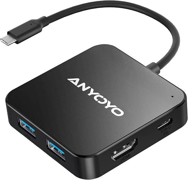 USB C Hub, 6 in 1 USB C Adapter with 4K 30Hz HDMI, 100W PD, 3 USB A 3.0, 1 USB C for MacBook Pro/Air, USB C Hub Multiport Adapter, Type C Hub for Laptops and Other USB C Devices