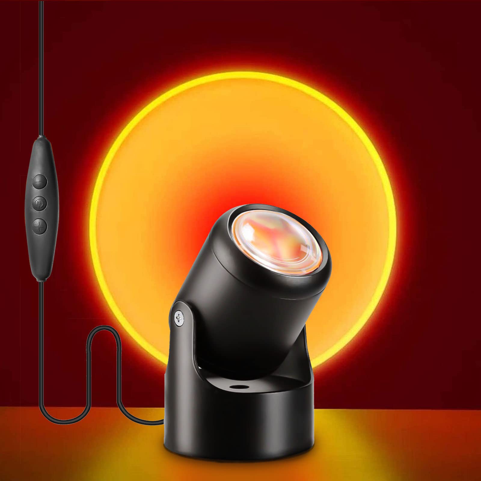 Sunset Lamp, Projector Light 180 Degree Rotation Dimmable high Brightness Led Night Light for Photography/Selfie/Home/Living Room/Bedroom Decor, USB Charging (15W Sunset)