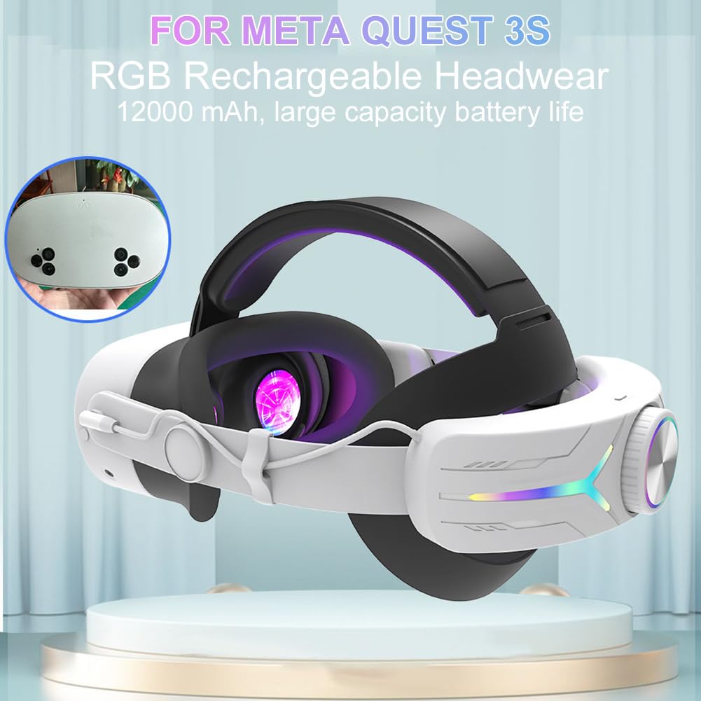 Generic Cinghia regolabile RGB con batteria da 12000 mAh per prolungare la durata della riproduzione Cinghia per la testa di ricambio Supporto migliorato e bilanciamento alternativo cinghia per la