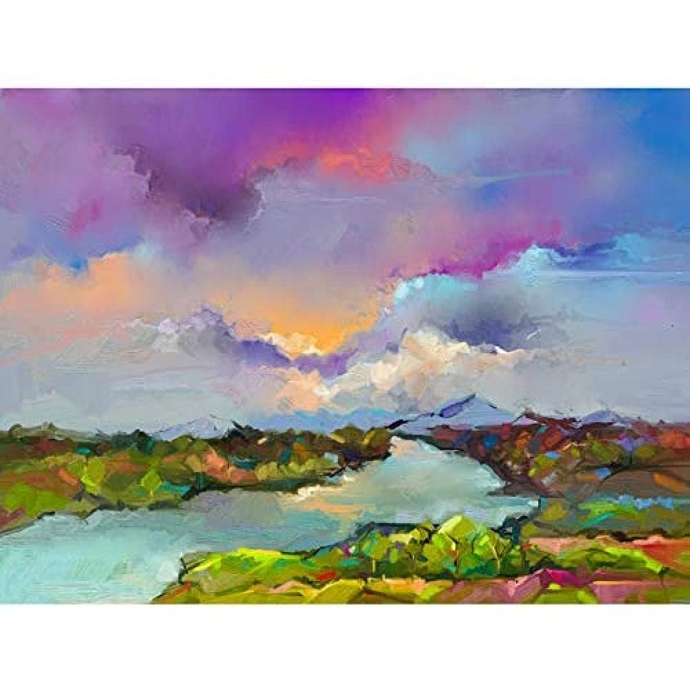 Wee Blue Coo Contemporary Colourful Landscape Unframed Art Print Poster Wall Decor 12x16 inch