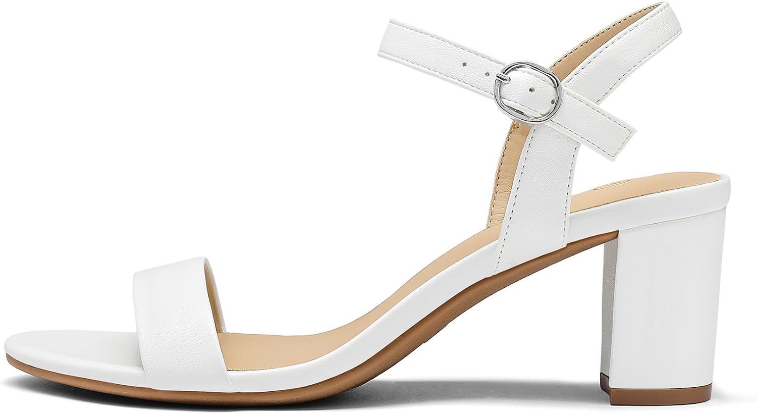 mysoft Women's Low Heels Open Toe Ankle Strap Block Chunky Heels Sandals Comfortable Classic Dressy Wedding Party Event Shoes
