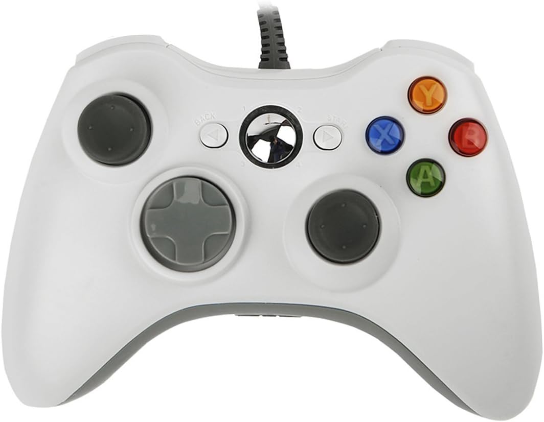 Xbox 360 Game Controller, Unionlike USB Wired Gamepad, Joypad with Shoulders Buttons, for Microsoft Xbox 360/Xbox 360 Slim/PC Windows 7, White