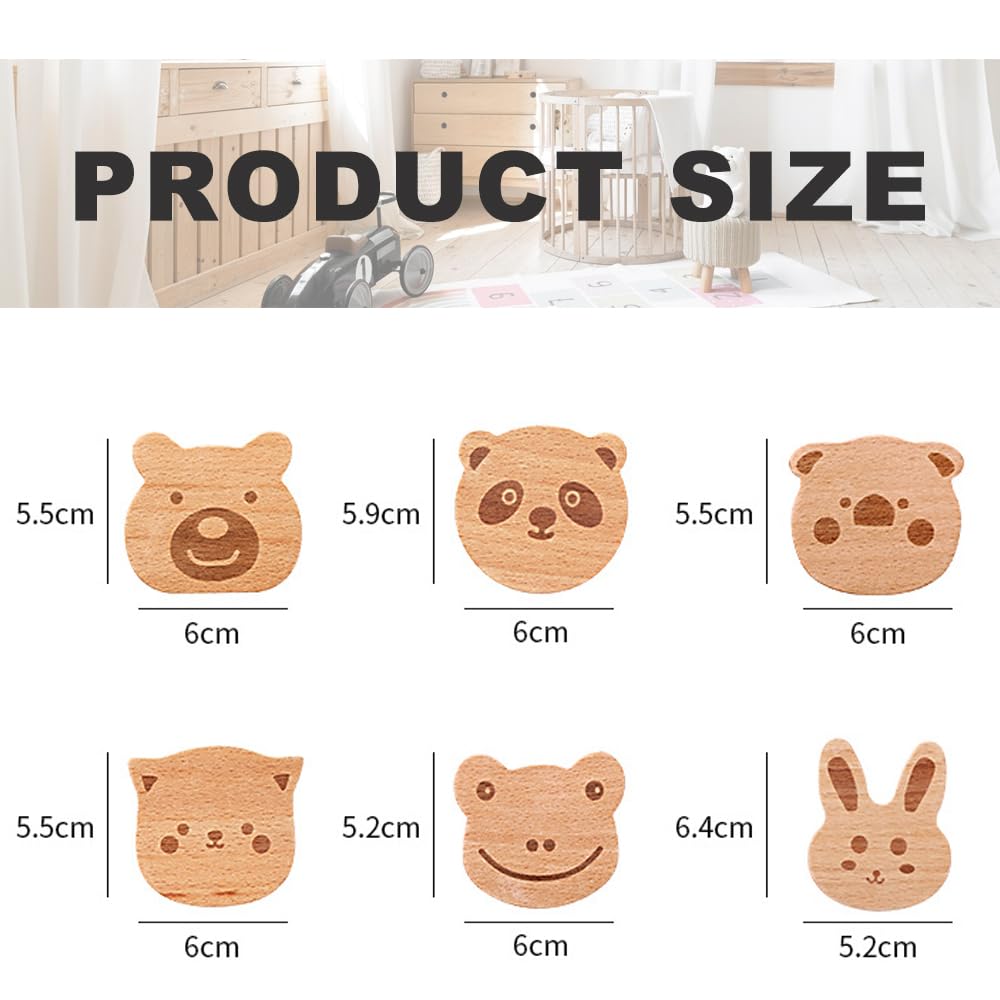 Bouton de Meuble, 6 Pièces Poignee de Meuble en animal ignon en Bois Massif de Haute Qualité Avec une Texture Naturelle, Belle décoration pour chambre denfant
