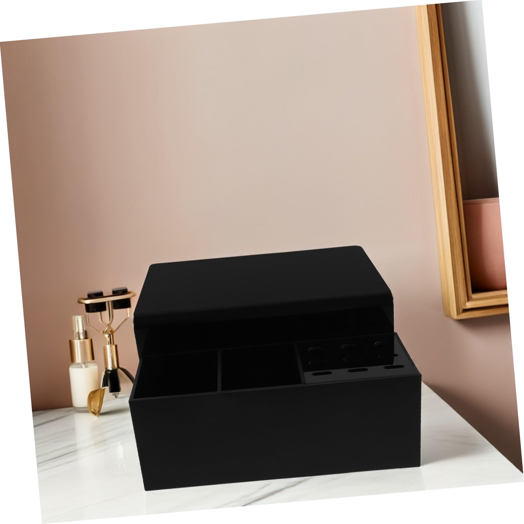 Organizador de Almohadas para Pestañas Negro de Plástico Desmontable | Uso en Salón y Hogar, Diseño Profesional Portátil, Fácil de Limpiar Estructura Extraíble