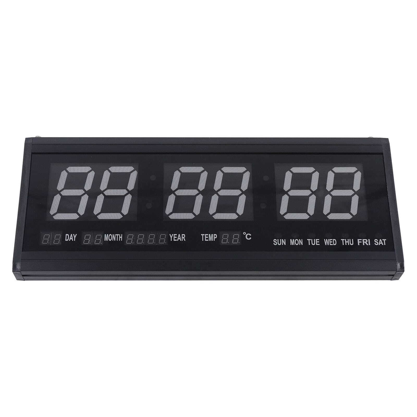 Futchoy - Grande orologio da parete digitale a LED, con temperatura, calendario, 48 x 19 x 3 cm