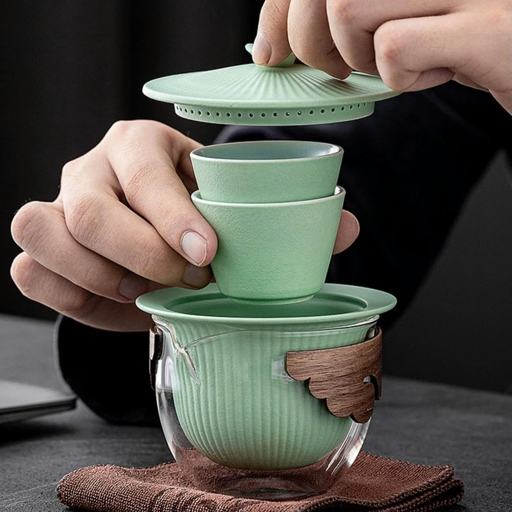 4-kolorowy serwis podróżny do herbaty, ceramiczne zestawy do herbaty, herbata Kung-Fu, porcelana, filiżanka gaiwan, chińska miska, ceremonia herbaty