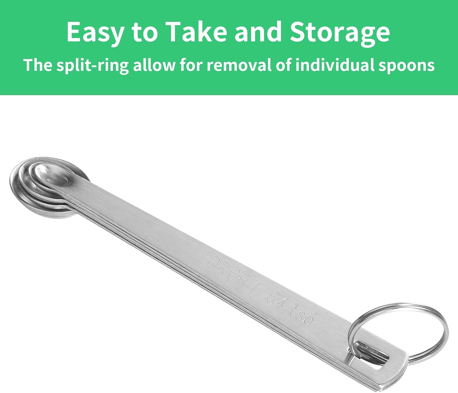 5PCS Small Measuring Spoons Set - Cuttte Stainless Steel Tiny Measuring Spoons for Cooking Baking, 1/4 1/8 1/16 1/32 1/64 tsp, Teaspoon Minispoon for Powders, Spices