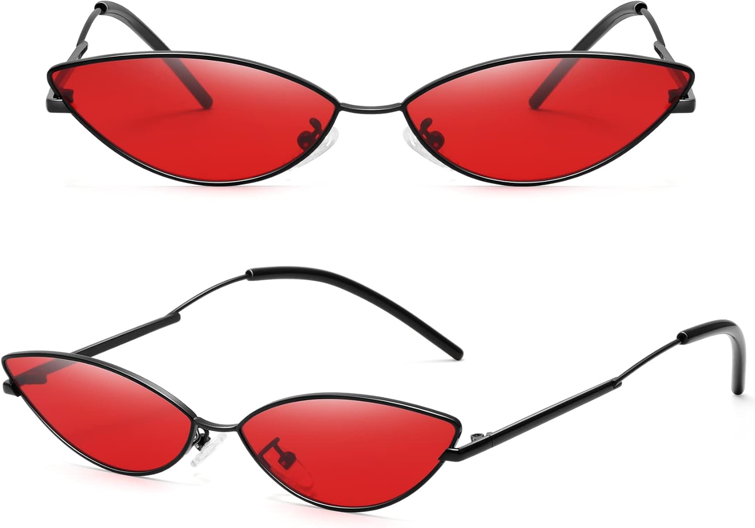 MEETSUN Retro Vintage Cat Eye Sunglasses For Women Men Narrow Small Oval Glasses Petals Shape Curved Temple Design - Image 3