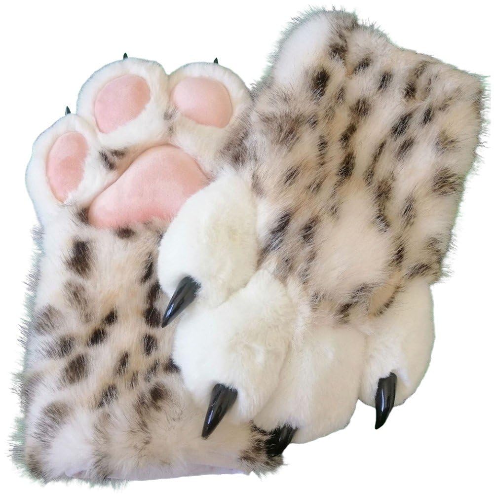 Guantes de garra de leopardo de peluche para disfraces de Halloween