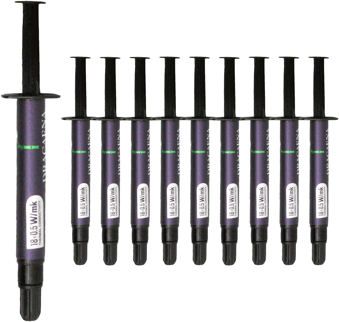 Dracaena.io 10-Pack 18 W/mK CTG12 Thermal Paste 4g, Premium Carbon Thermal Compound for CPU GPU PS4 PS5 Xbox Laptop, Non-Conductive, Long-Term Durability