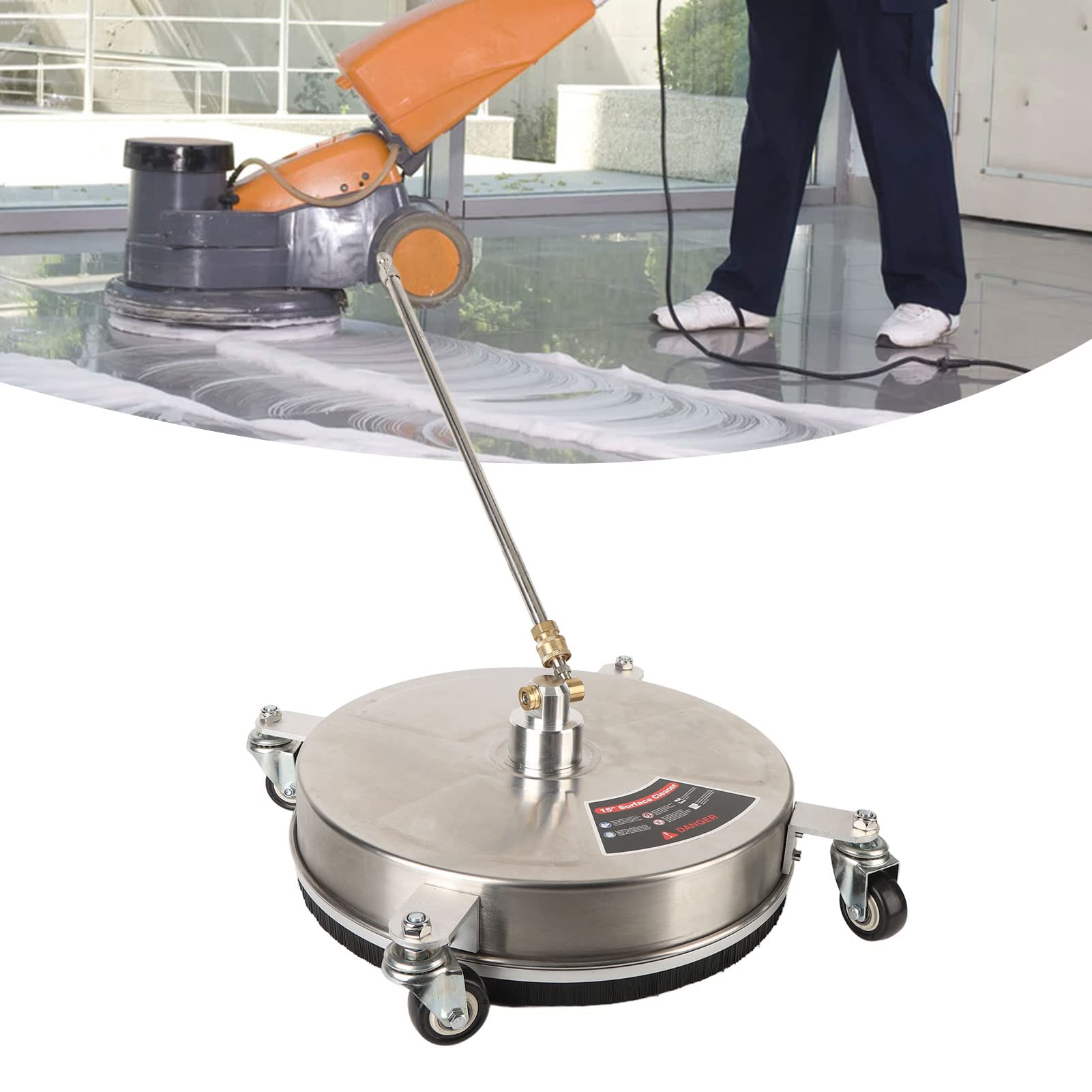 Limpiador Superficies 15" 4000 PSI para Lavadora de Presión con 4 Ruedas y Cepillo Duro para Pisos de Plástico Baldosas y Hormigón terraza、 entrada de vehículos y zonas exteriores.
