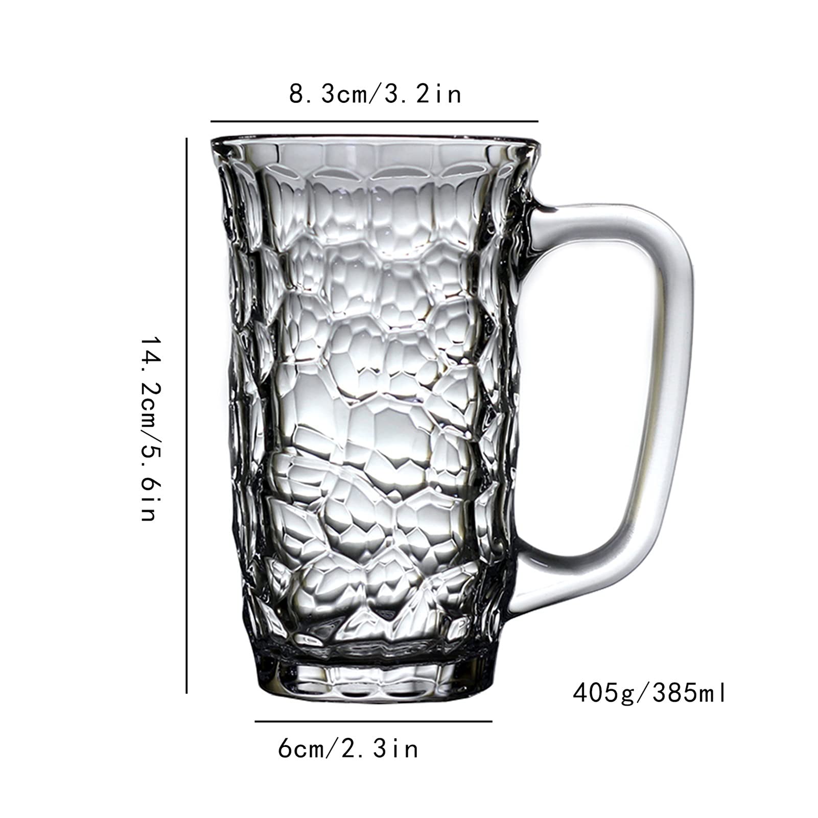 Copas de cerveza,Copas de beber, Jarras de vidrio con asa Vasos de cerveza de 13 oz Vasos for beber Vasos de cerveza de 385 ml Vasos de agua for bar 4 piezas Jarra de cerveza