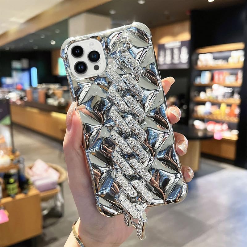LuxuryKase Plating Rhombus Metal Bracelet Chain Case for iPhone 12 Pro Max/Silver (B0B7DN6B4V) Amazon Price History, Amazon Price Tracker