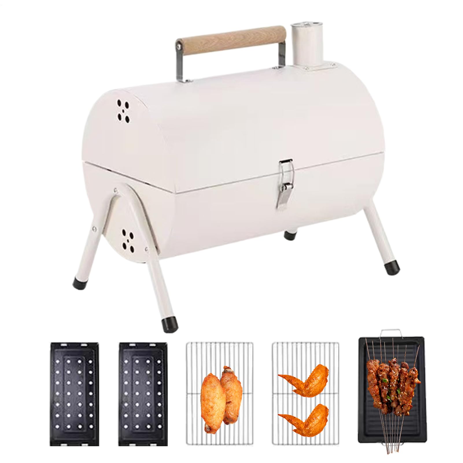 Beczkowy Grill Węglowy Przenośna, , antypoślizgowa pokrywa