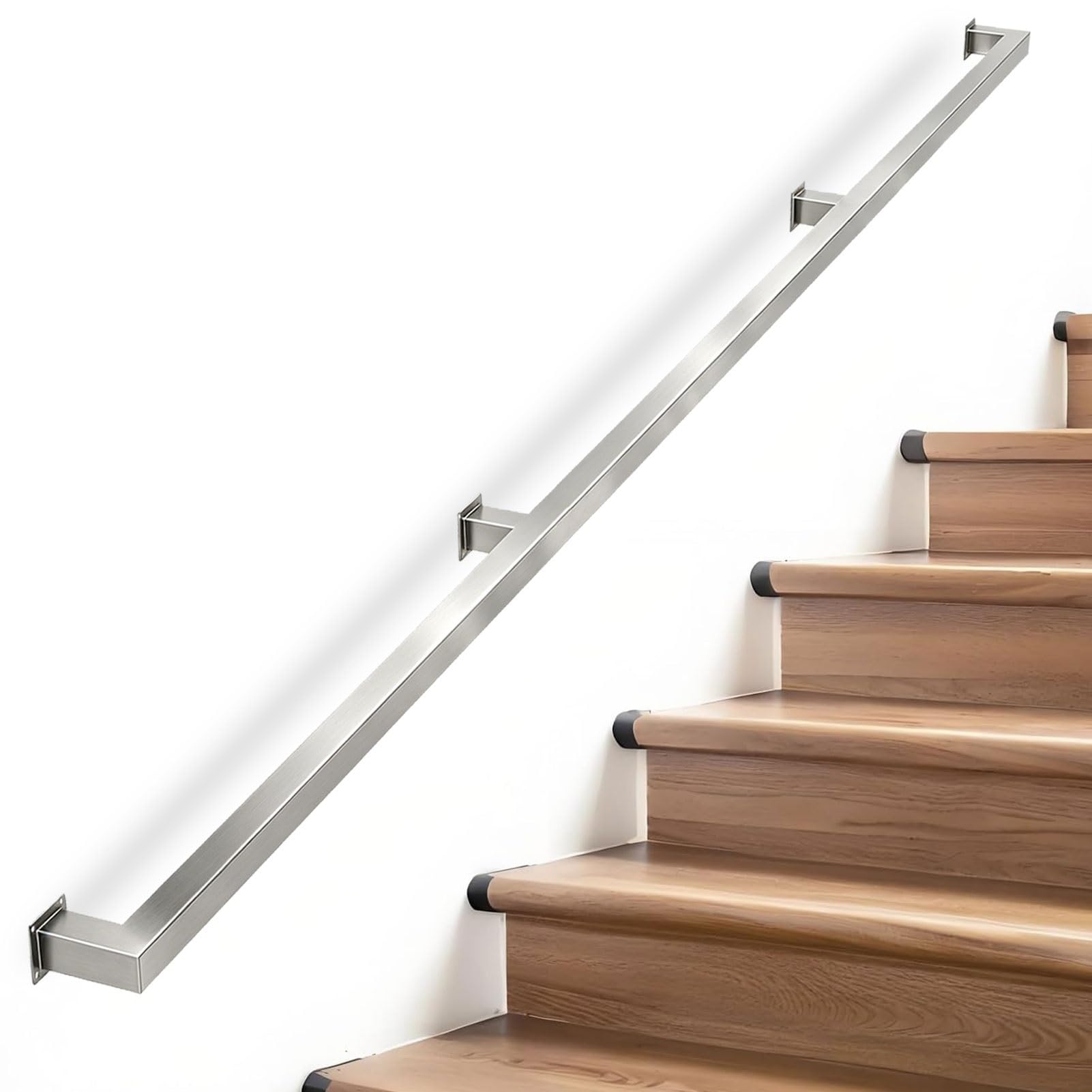 Stainless Steel Handrails for Stairs, 1m 2m 3m 4m 5m 6m Modern Staircase Banister Rail, Non-Slip Stair Railings with Brackets, Safety Grab Bar Kit(18ft/540cm)