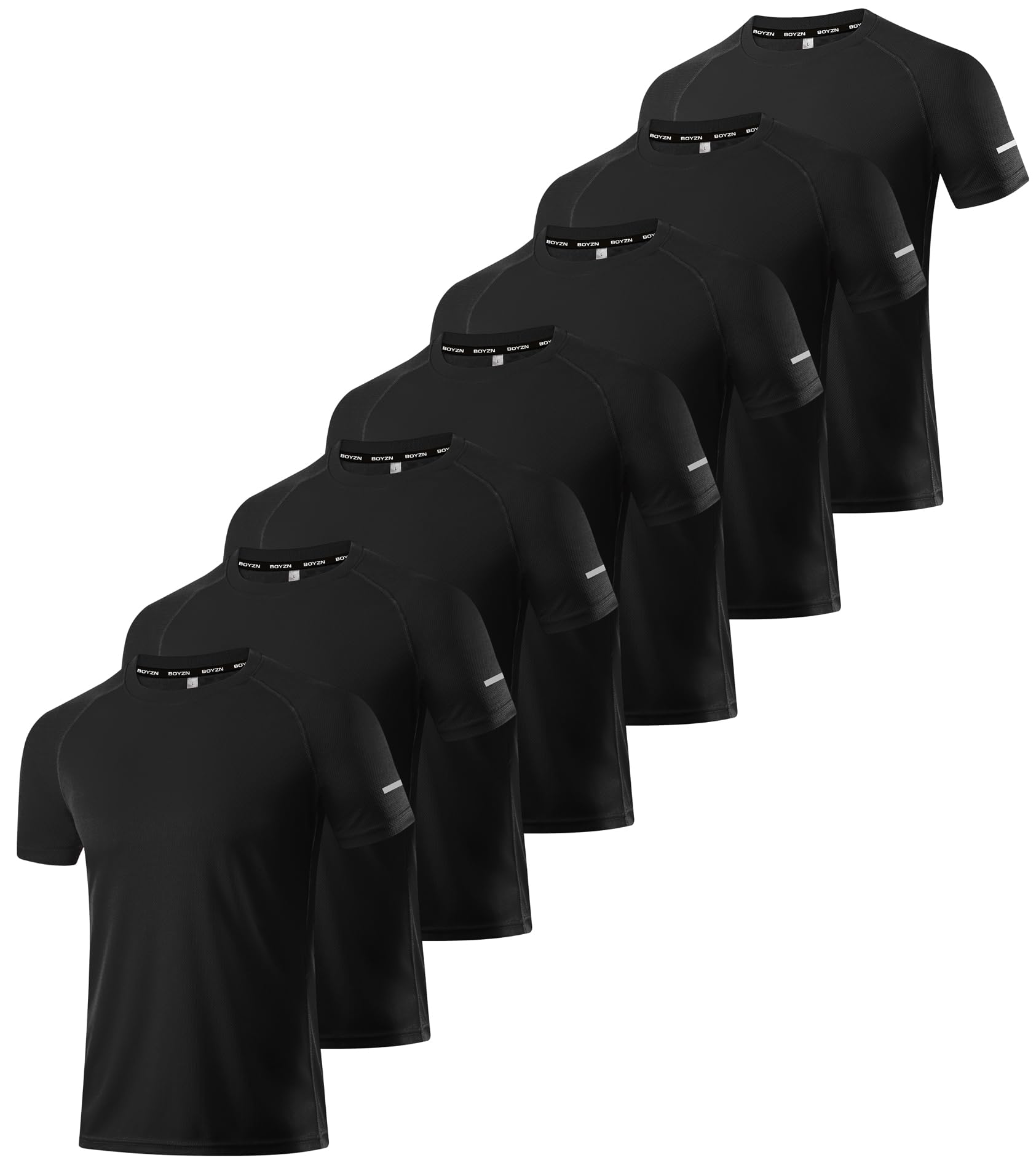 Boyzn 1, 3, 5 or 7er Pack Sport Tshirts Herren Kurzarm T-Shirts Funktionsshirt Laufshirt Schnelltrocknend Atmungsaktive Sport Shirt Sommer Fitnessshirt Trainingsshirt für Running Workout Bodybuilding