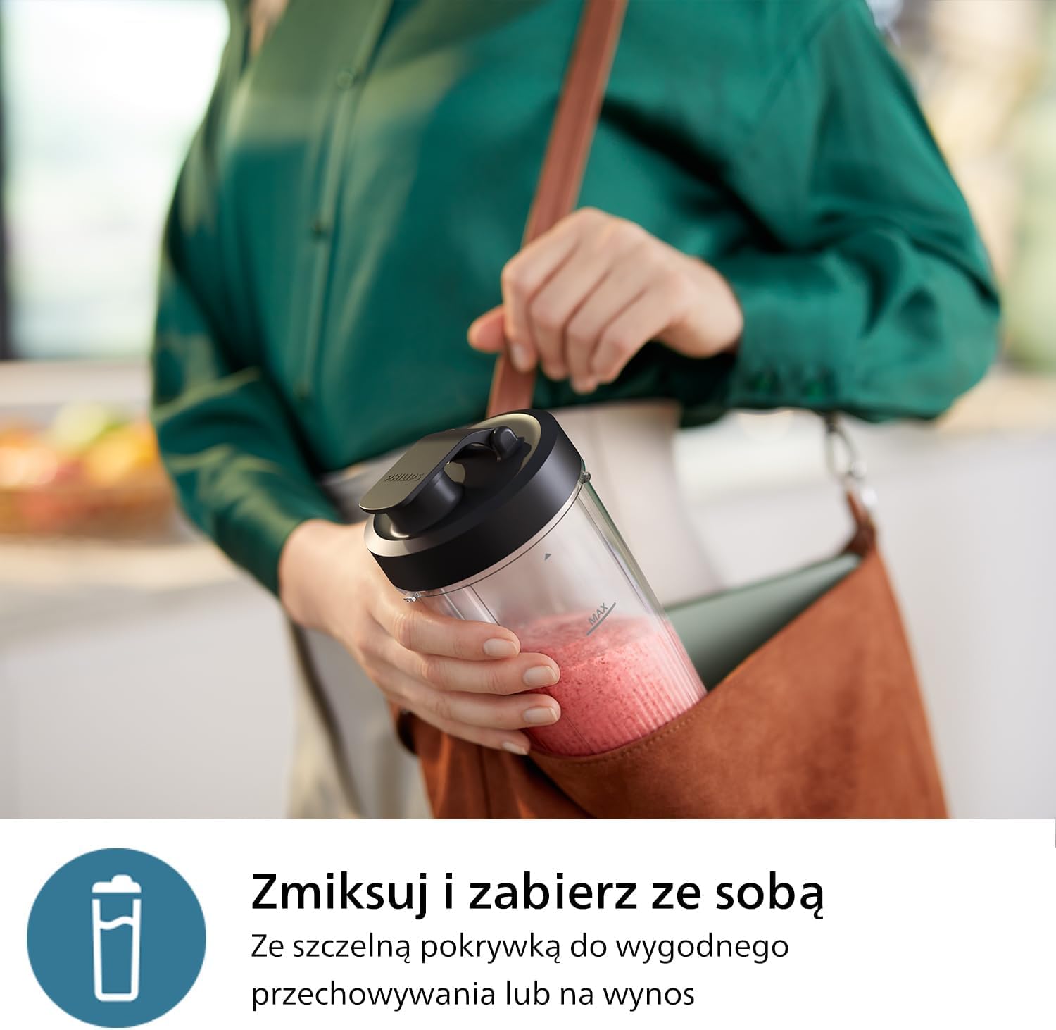 Philips Blender z serii 5000 – o mocy 800 W, Technologia ProBlend Plus, Odłączane ostrza, Łatwy do czyszczenia Elegancki i kompaktowy design, Duży kielich, Czarny i stal nierdzewna (HR2764/00)